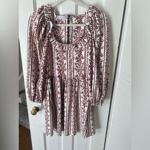 Chic High Low Dress with Red Floral Pattern